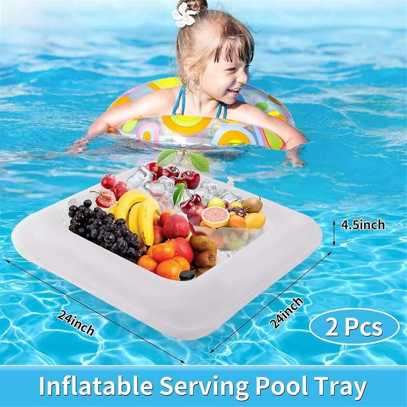 2 PCS 24Inch Inflatable Serving Bar, Drinks Inflatable Cooler Table Pool Ice Tray for Party,Picnic &