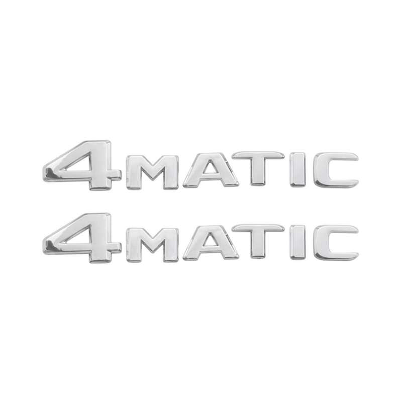 2 PCS 4MATIC Silver Auto Trunk Door Bumper Badge Decal Emblem Adhesive Tape Sticker Replacement for
