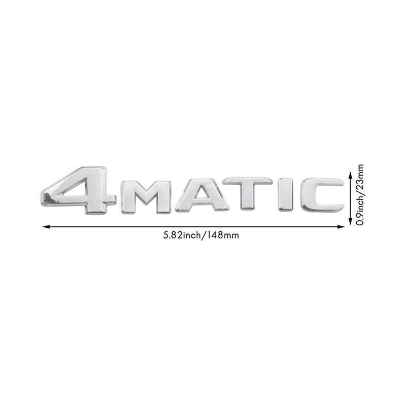 2 PCS 4MATIC Silver Auto Trunk Door Bumper Badge Decal Emblem Adhesive Tape Sticker Replacement for