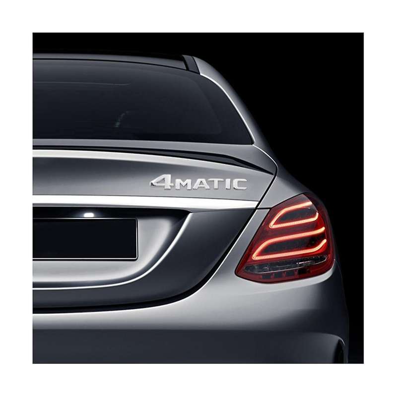 2 PCS 4MATIC Silver Auto Trunk Door Bumper Badge Decal Emblem Adhesive Tape Sticker Replacement for