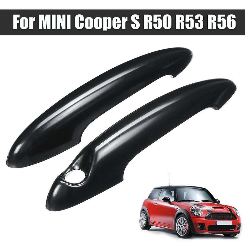2 Pcs ABS Black Door Handle Cover Compatible MINI Cooper S R50 R53 R56