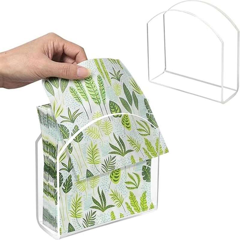 2 Pcs Acrylic Clear Napkin Holder for Table,paper Napkin Tissue Holder Stand Dispenser,tabletop Free