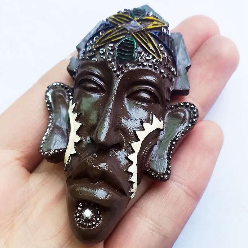 2 Pcs African Indigenous People Indonesia World Tourism Commemorative Refrigerator 3D Refrigerator M