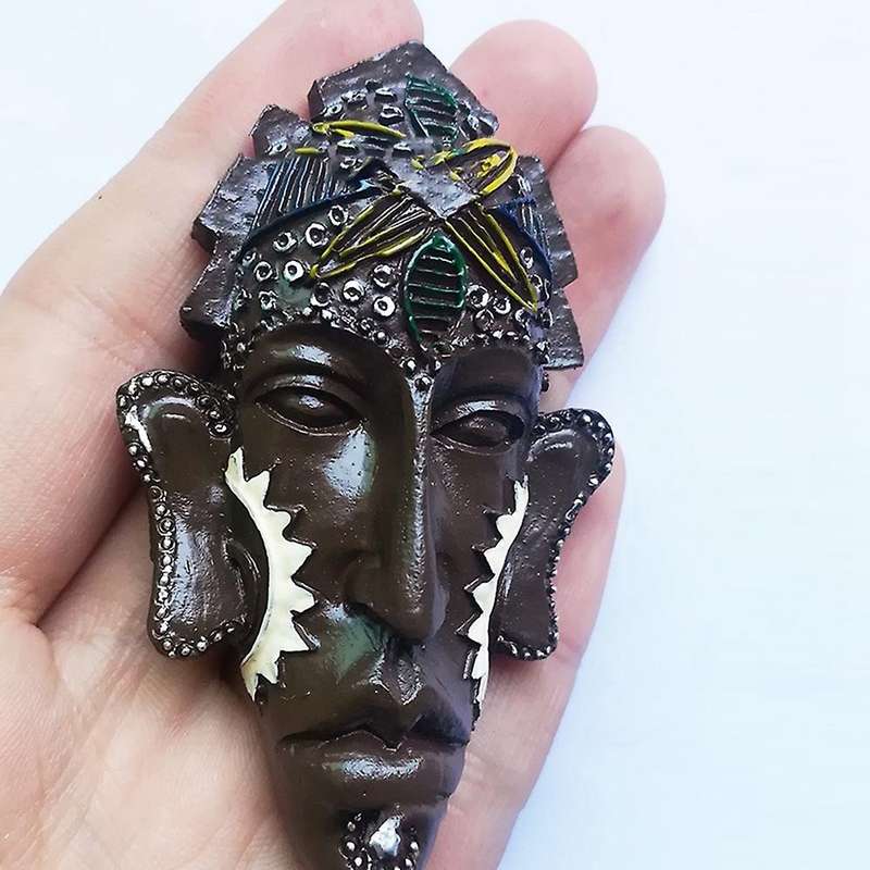 2 Pcs African Indigenous People Indonesia World Tourism Commemorative Refrigerator 3D Refrigerator M