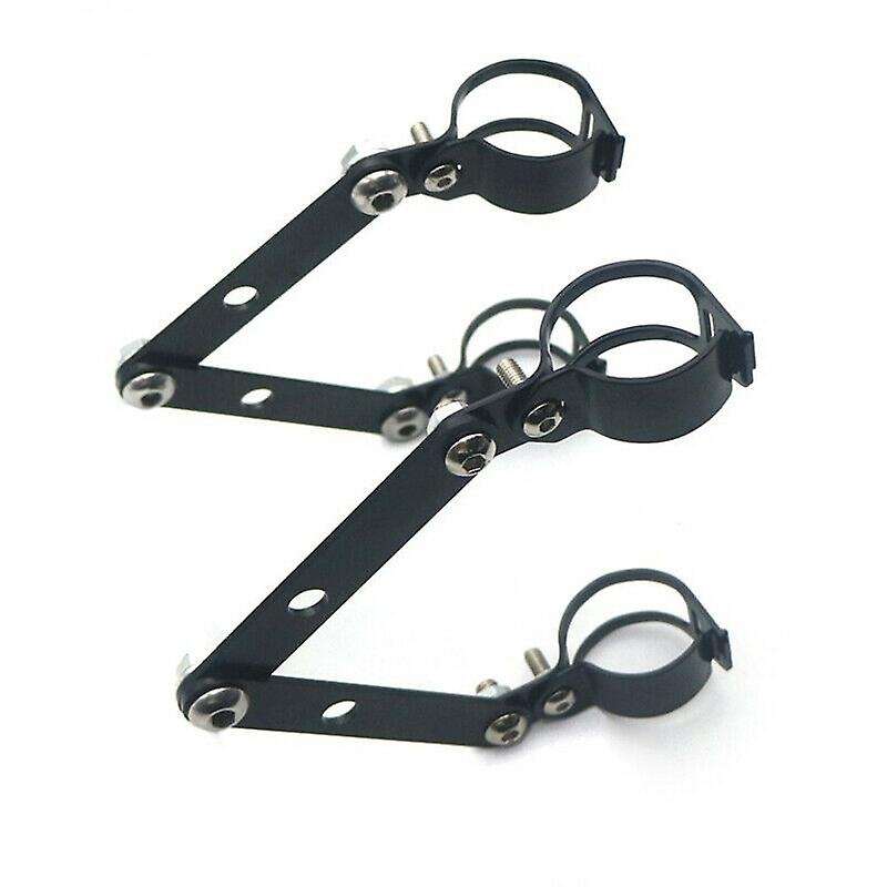 2 Pcs Adjustable 41-51MM Fork Headlight Mount Brackets for Motorcycle Bike-Black