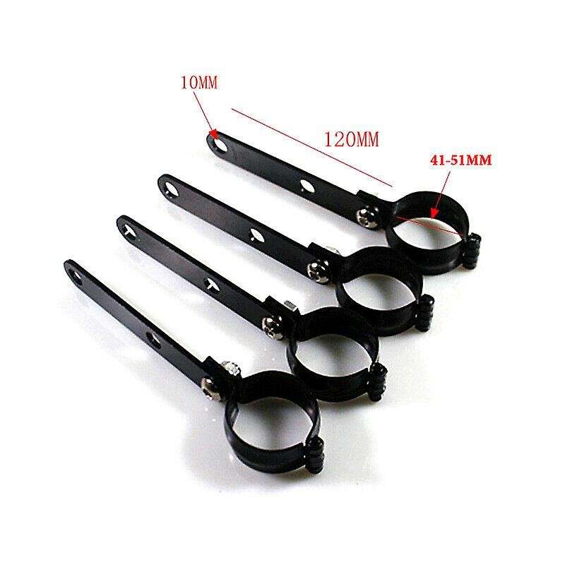2 Pcs Adjustable 41-51MM Fork Headlight Mount Brackets for Motorcycle Bike-Black
