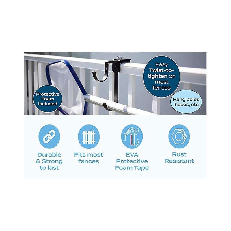 2 Pcs Adjustable Aluminum Pool Pole Hanger,for Pool Poles,fence Hooks for Pool Equipment, Pool Skim