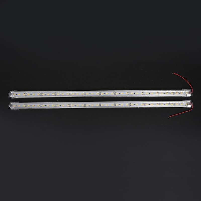 2 Pcs Aluminum Alloy Rigid Rod Light Waterproof 12v 50cm Warm White