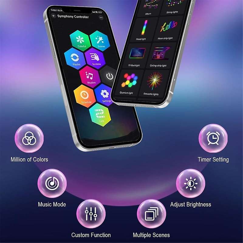 2 Pcs Ambience LED RGB Light Intelligent APP Control Atmosphere Light Gaming Game Smart Light Deskto