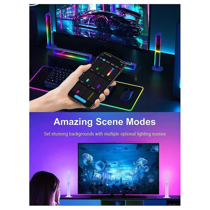 2 Pcs Ambience LED RGB Light Intelligent APP Control Atmosphere Light Gaming Game Smart Light Deskto