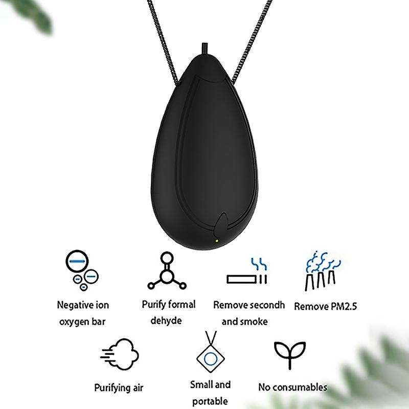2 Pcs Air Purifier Personal Wearable Mini Portable 200MAh Battery Negative Ion Necklace Hanging Neck