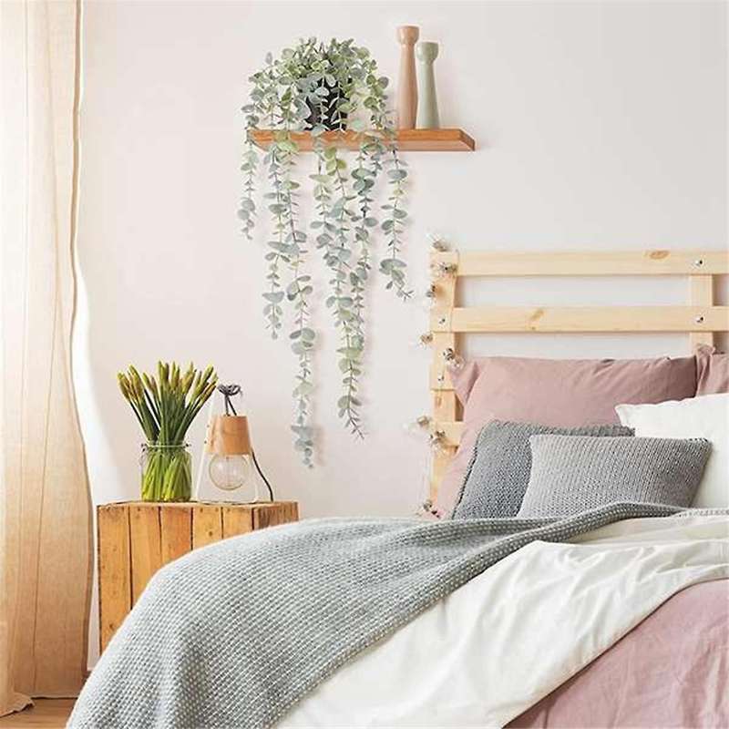 2 Pcs Artificial Hanging Plants Potted Eucalyptus Hanging Plant for Wall Room Home Patio Indoor Outd