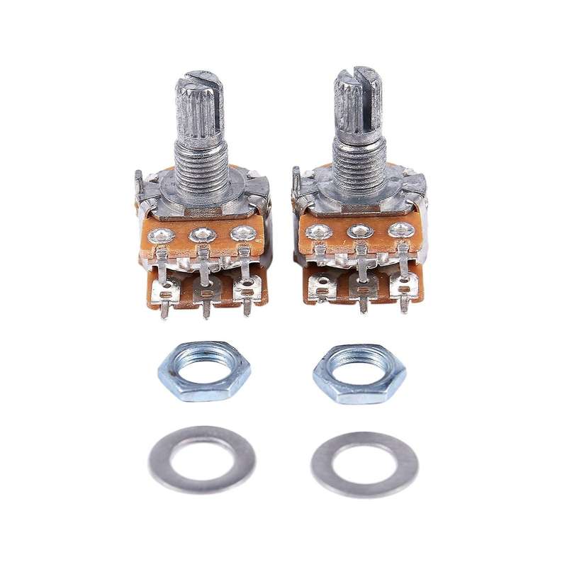 2 Pcs B50K 50K Ohm 6 Terminals Dual Linear Rotary Taper Potentiometers