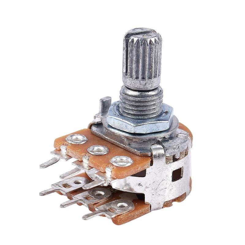 2 Pcs B50K 50K Ohm 6 Terminals Dual Linear Rotary Taper Potentiometers