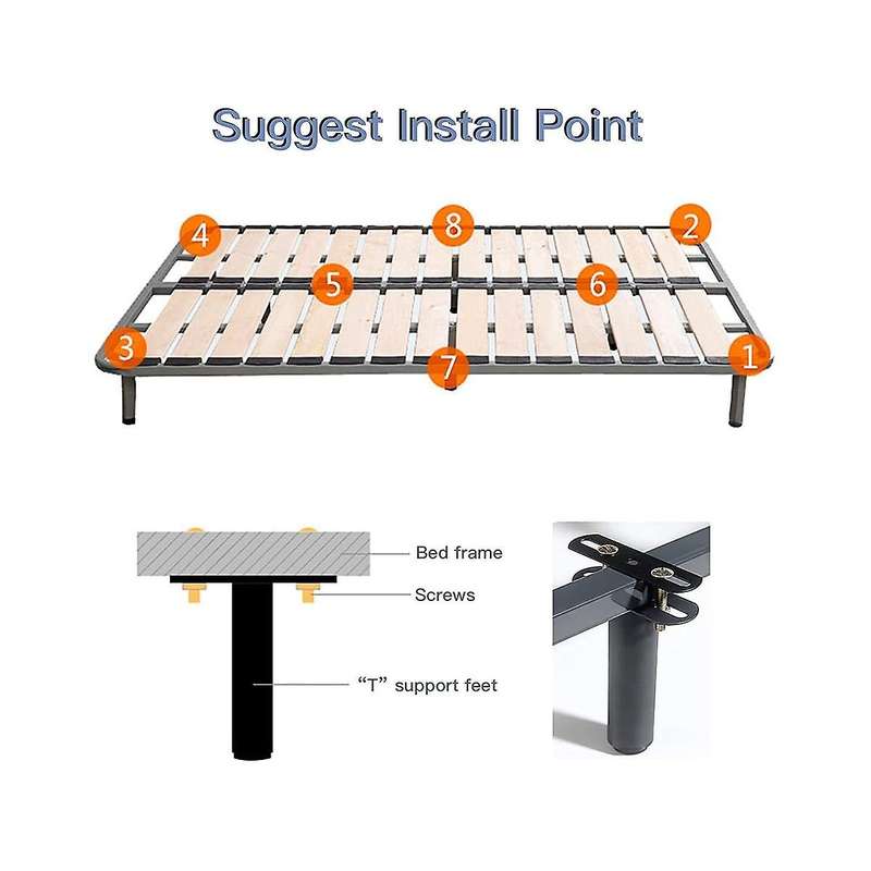 2 Pcs Bed Frame Legs,adjustable Height Center Support Leg for Bed Frame, Bed Center Slat Heavy Supp