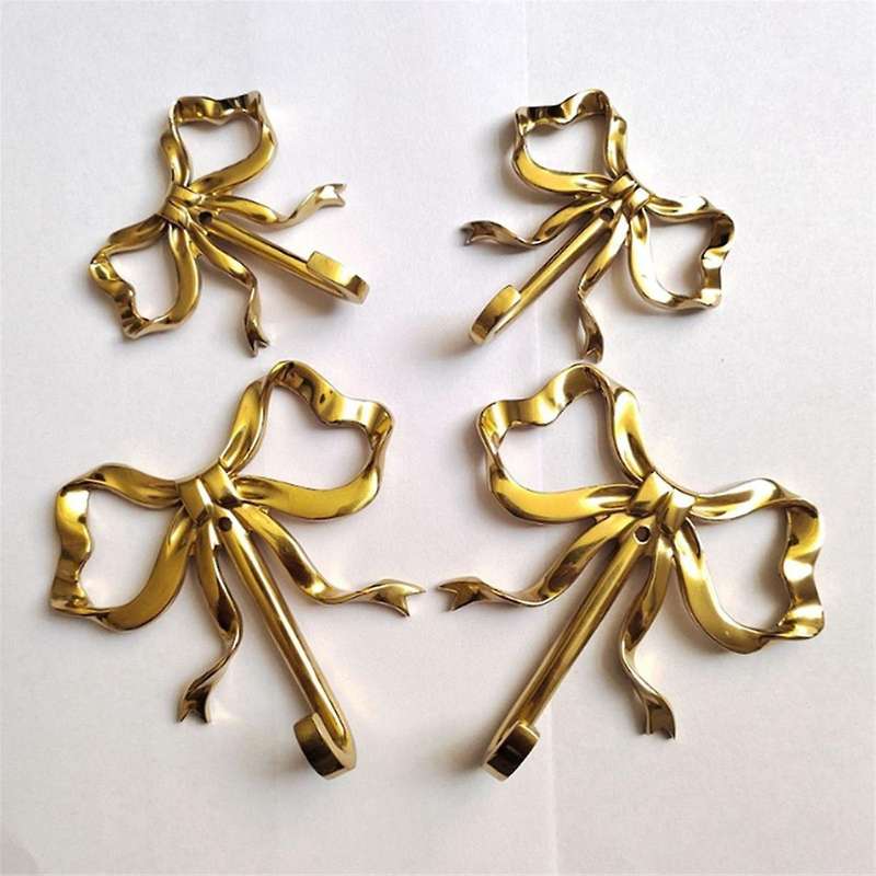 2 Pcs Bow Hook Towel Robe Hook, Brass Wall Hook Wall Hanging Towel Hook for Bathroom Bedroom Bathrob