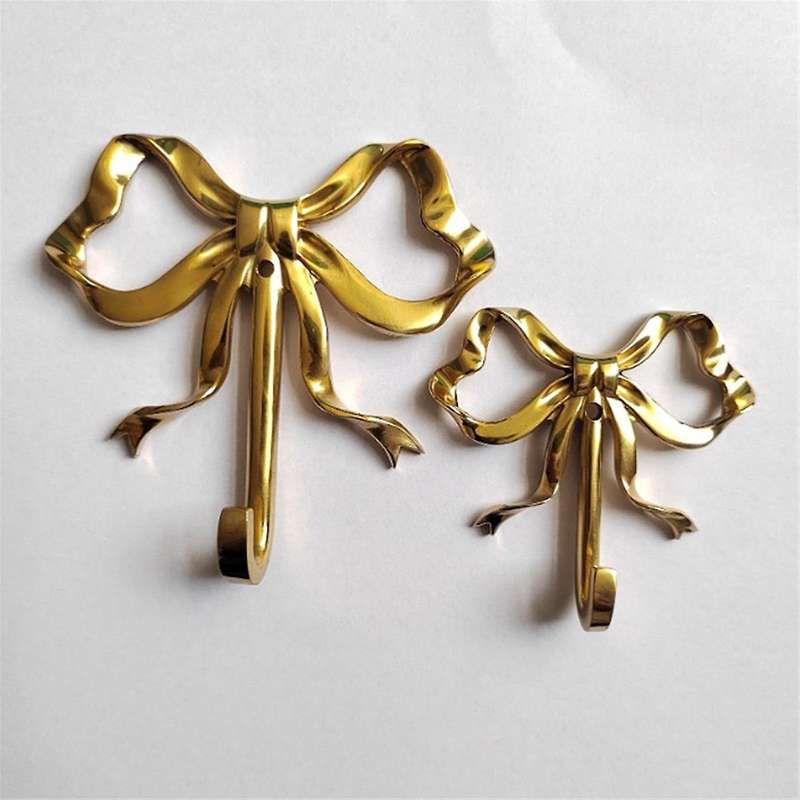 2 Pcs Bow Hook Towel Robe Hook, Brass Wall Hook Wall Hanging Towel Hook for Bathroom Bedroom Bathrob