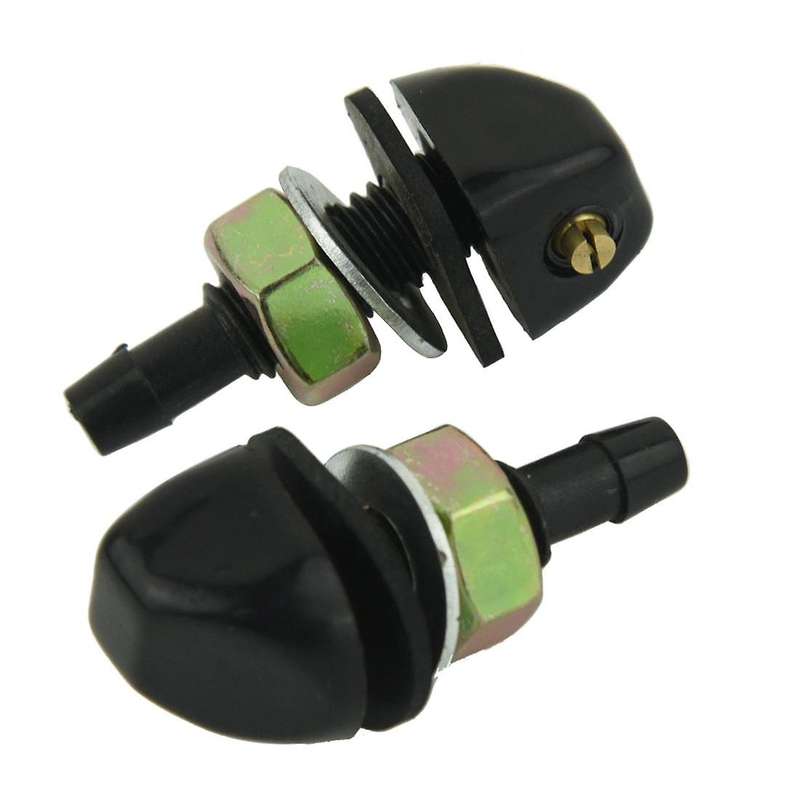 2 pcs Black Plastic Windshield Washer Spray Nozzle Compatible BMW Pair