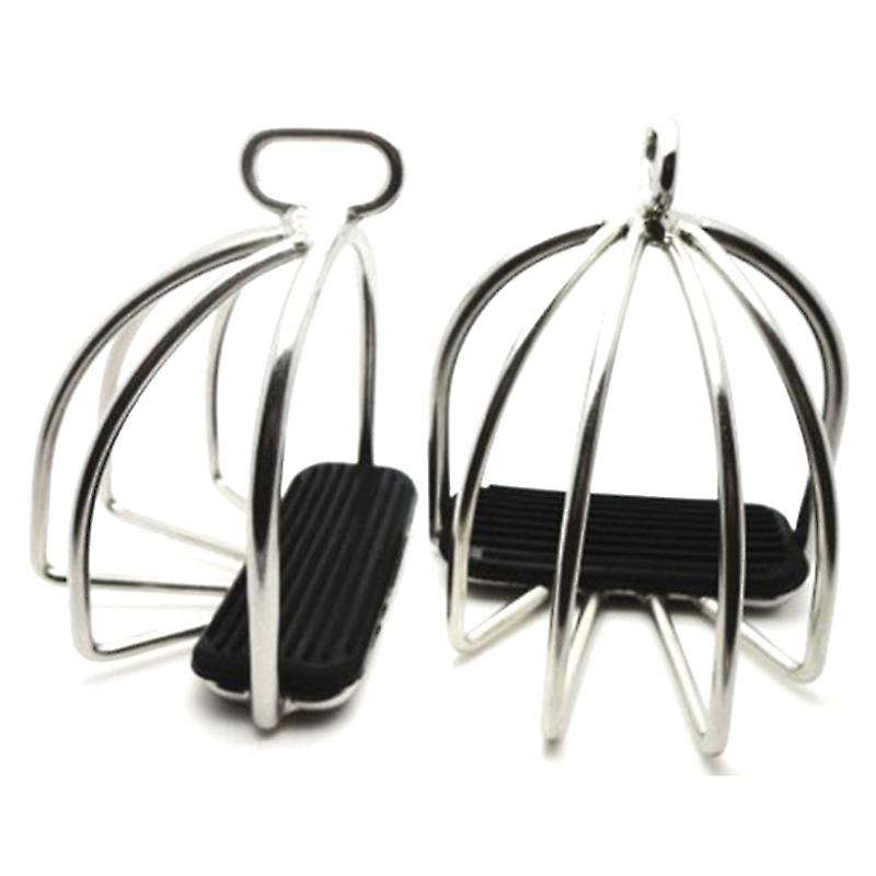 2 Pcs Cage Stirrups Steel Horse Saddle Anti-Skid Horse Pedal Equestrian Safety Equipment