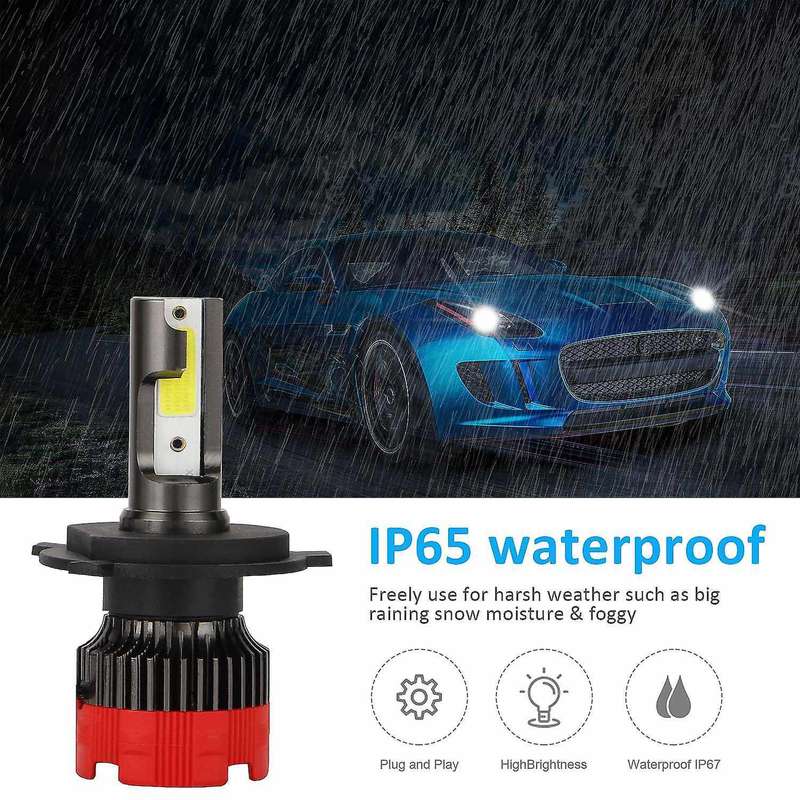 2 Pcs Car Led Headlight 8000LM Hi/Lo DC9-30V H4 LED Headlight Rotatable Deck Work Light Auto head li