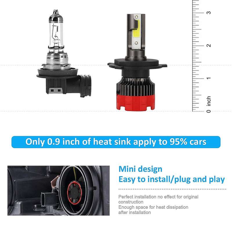 2 Pcs Car Led Headlight 8000LM Hi/Lo DC9-30V H4 LED Headlight Rotatable Deck Work Light Auto head li