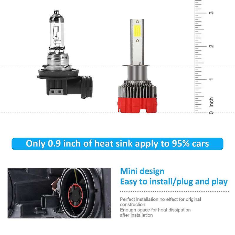 2 Pcs Car Led Headlight 8000LM Hi/Lo DC9-30V H1 Mini Integration Auto Head Light Lamp Bulb