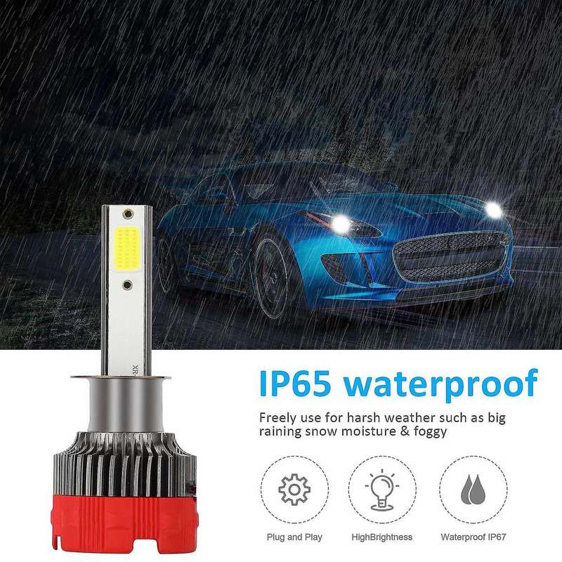 2 Pcs Car Led Headlight 8000LM Hi/Lo DC9-30V H1 Mini Integration Auto Head Light Lamp Bulb