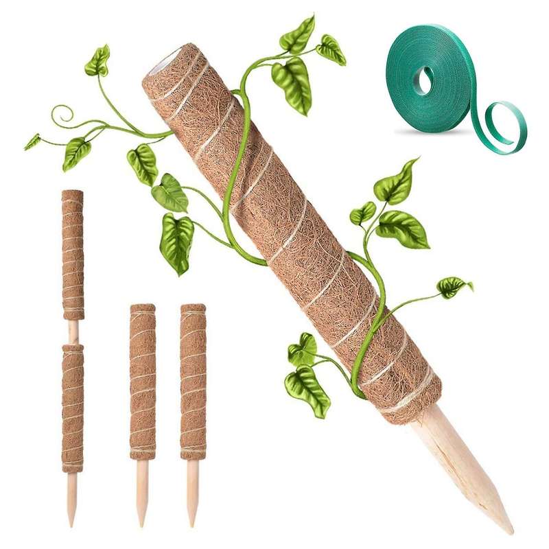 2 Pcs Coir Moss Pole Plant Support Stakes for Indoor Climbing Plants Support with 13 Feet Garden Su