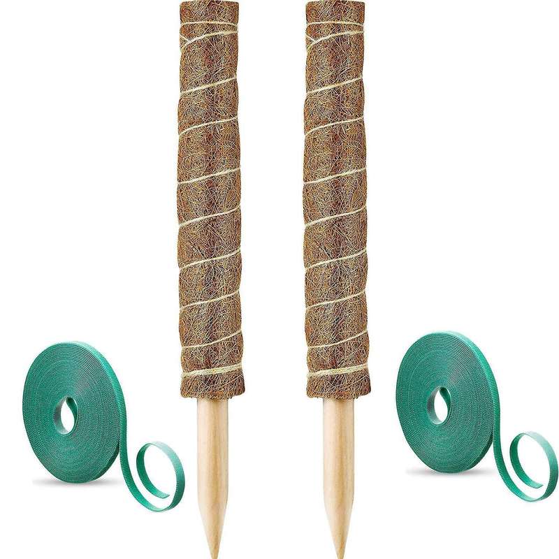 2 Pcs Coir Moss Pole Plant Support Stakes for Indoor Climbing Plants Support with 13 Feet Garden Su