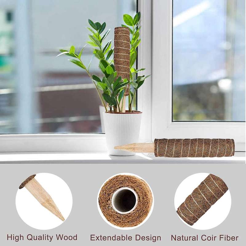 2 Pcs Coir Moss Pole Plant Support Stakes for Indoor Climbing Plants Support with 13 Feet Garden Su
