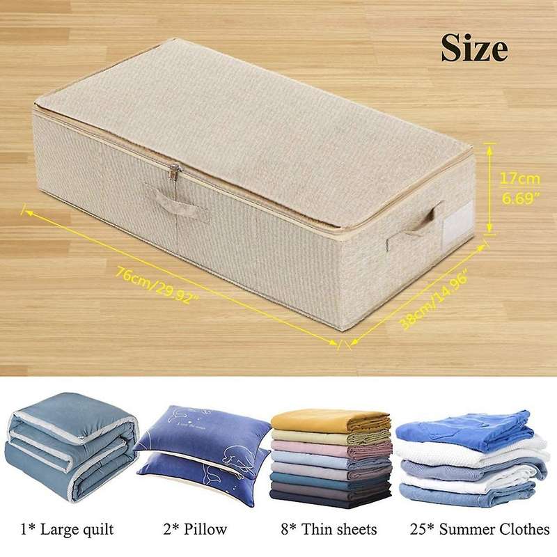 2 PCS Clothing Storage Bag with Handles,Large-Capacity Foldable Under Bed Storage Box,for Blankets,P