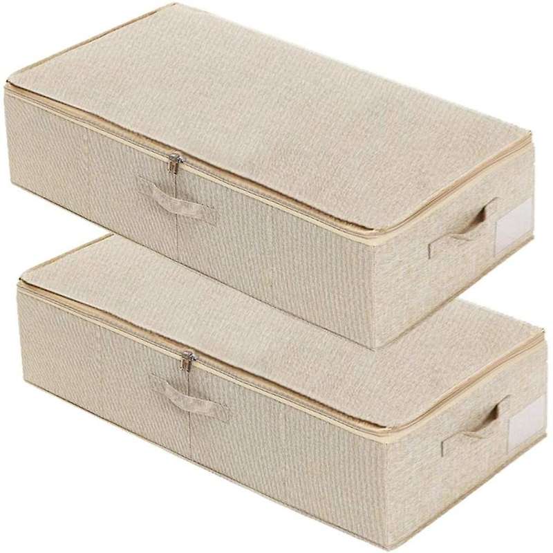 2 PCS Clothing Storage Bag with Handles,Large-Capacity Foldable Under Bed Storage Box,for Blankets,P