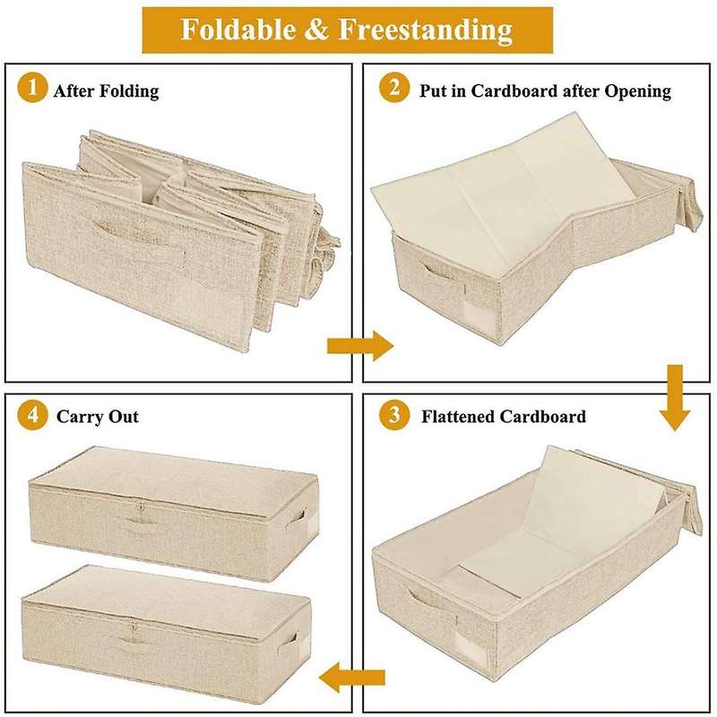 2 PCS Clothing Storage Bag with Handles,Large-Capacity Foldable Under Bed Storage Box,for Blankets,P