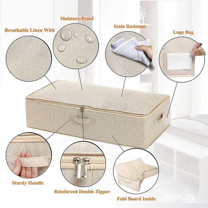 2 PCS Clothing Storage Bag with Handles,Large-Capacity Foldable Under Bed Storage Box,for Blankets,P