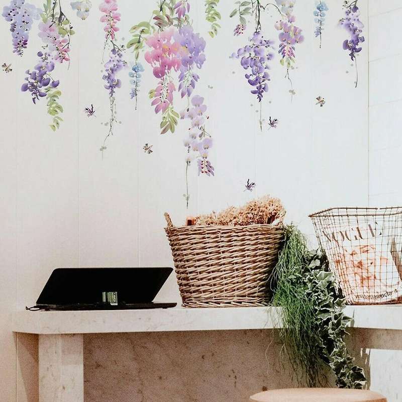 2 PCS DIY Floral Wall Sticker Butterfly Flower Plant Decal Living-Room Home Stickers
