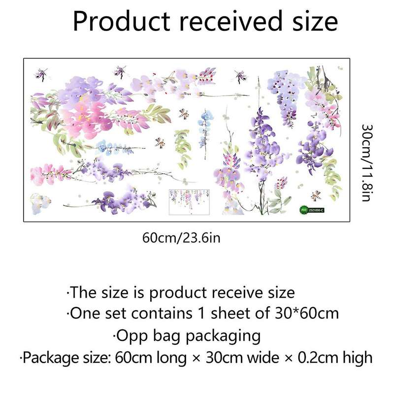 2 PCS DIY Floral Wall Sticker Butterfly Flower Plant Decal Living-Room Home Stickers