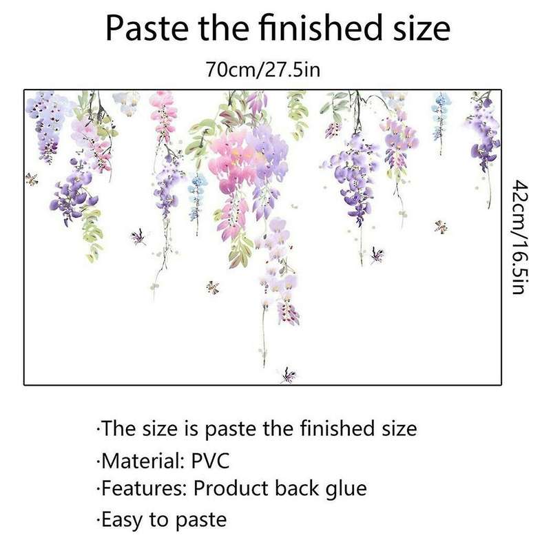 2 PCS DIY Floral Wall Sticker Butterfly Flower Plant Decal Living-Room Home Stickers
