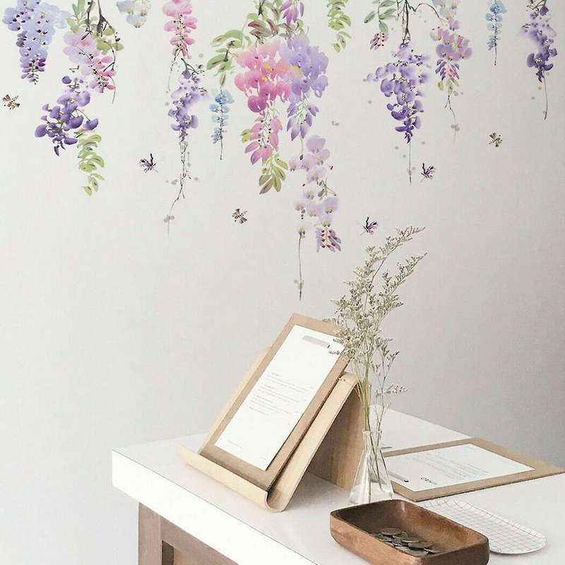 2 PCS DIY Floral Wall Sticker Butterfly Flower Plant Decal Living-Room Home Stickers