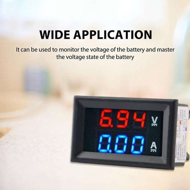 2 Pcs DC 100V 10A Voltmeter Ammeter Blue + Red LED Amp Dual Digital Volt Meter Gauge 4-Wire High Vol