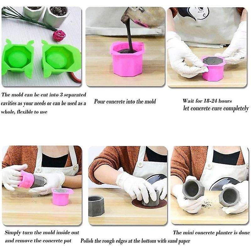 2 Pcs DIY Flower Pot Silicone Mold for Candle Holder Making Succulent Plants Planter Pot, Concrete M