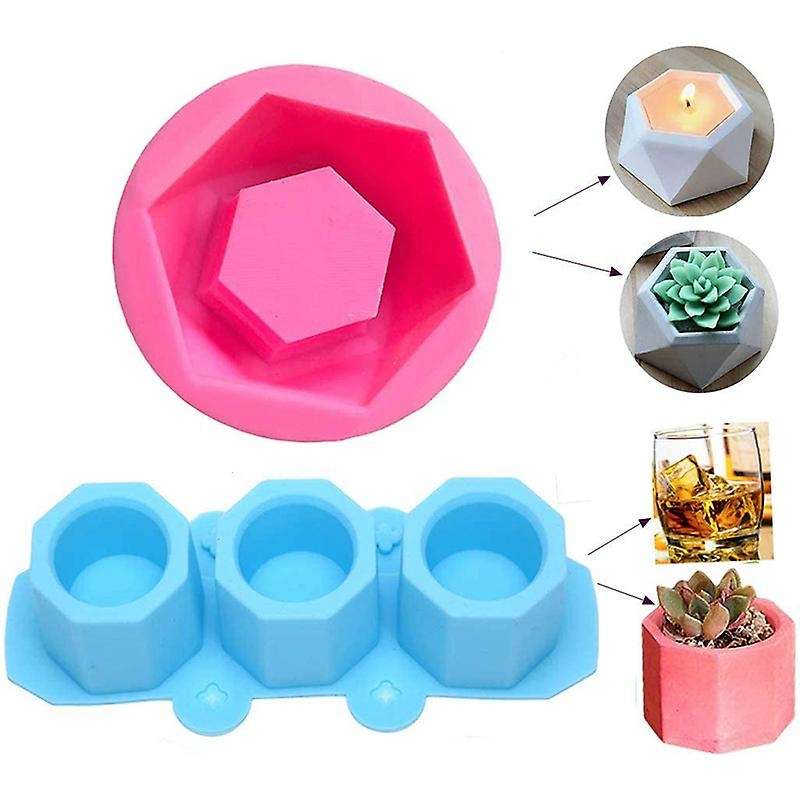 2 Pcs DIY Flower Pot Silicone Mold for Candle Holder Making Succulent Plants Planter Pot, Concrete M