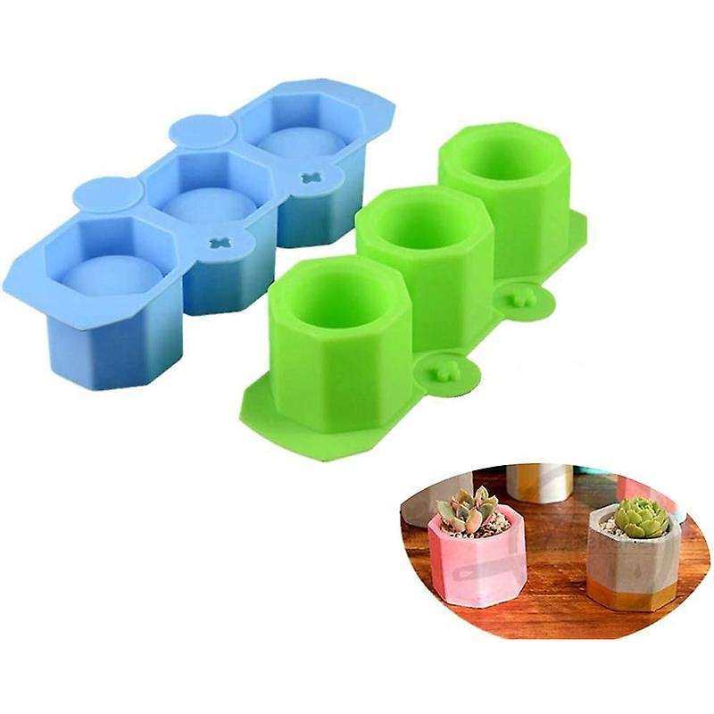 2 Pcs DIY Flower Pot Silicone Mold for Candle Holder Making Succulent Plants Planter Pot, Concrete M