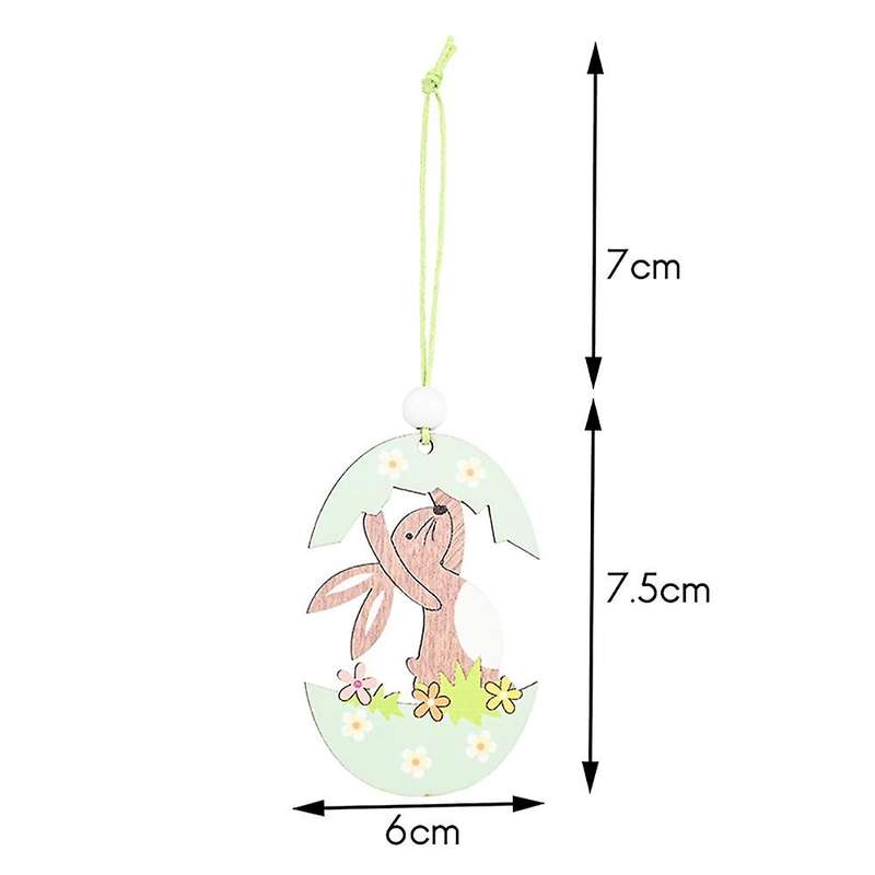 2 Pcs Easter Pendant for Bunny Egg Shell Rabbit Wooden Hanging Ornaments Pendant for Home Party Dec