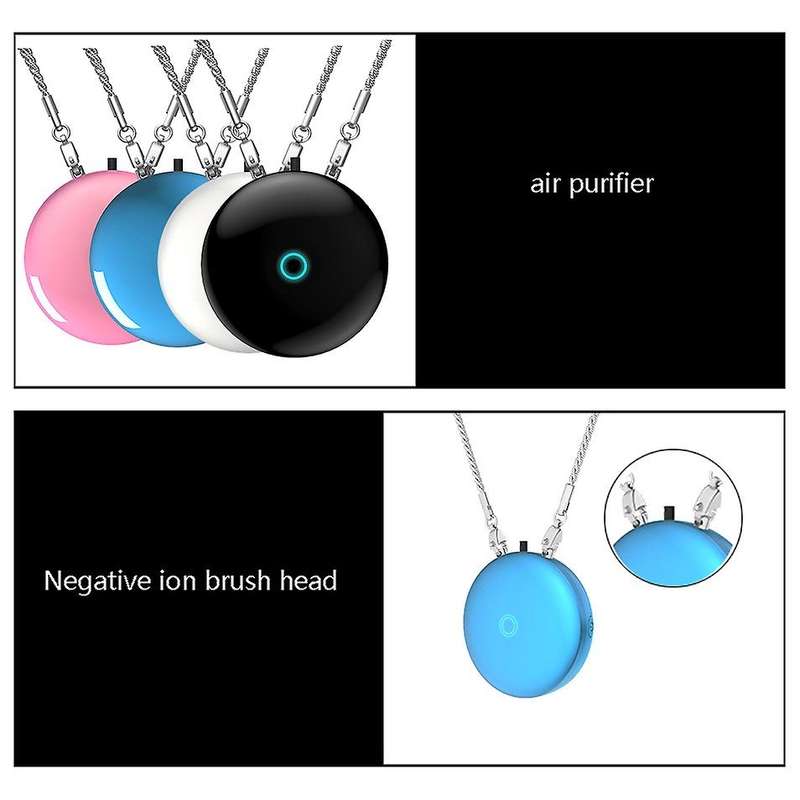 2 Pcs Fashionable Personal Wearable Necklace Type Hanging Neck Air Purifier Mini Portable Negative I