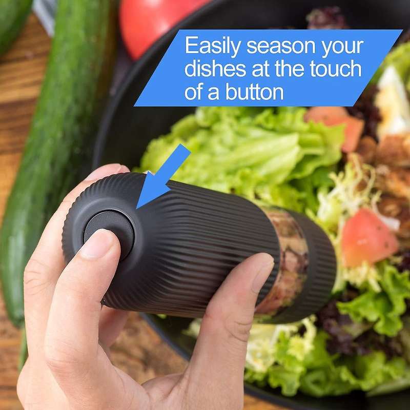 2 Pcs Electric Salt and Pepper Grinder, One Handed Operation Pepper and Salt Mill,Battery Powered Gr