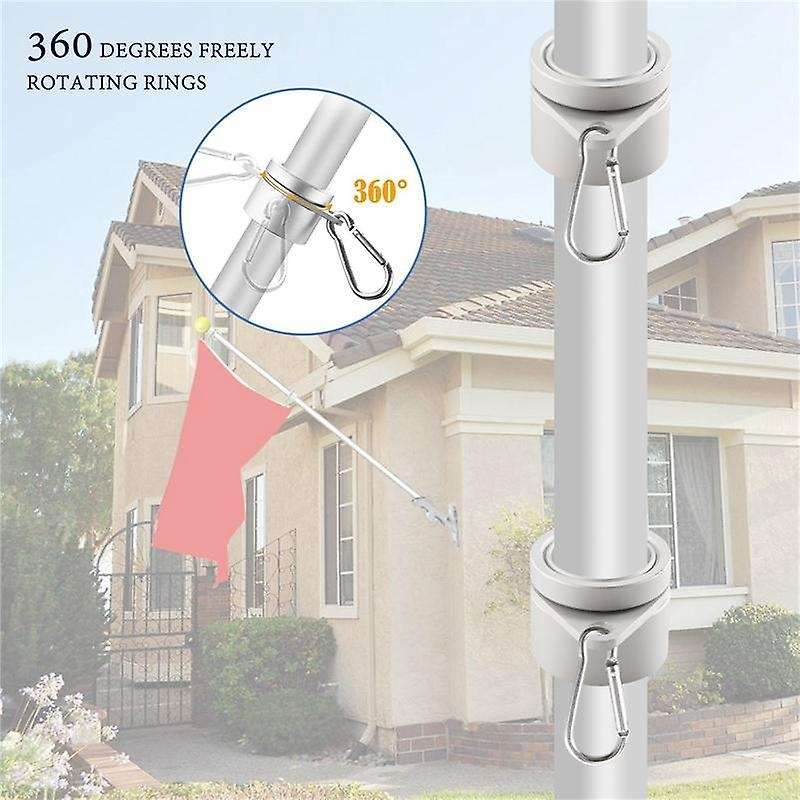 2 Pcs Flag Pole Rings Anti Wrap Flag Pole Clips Swivels 360 Rotating Flagpole Flag Mounting Rings 1