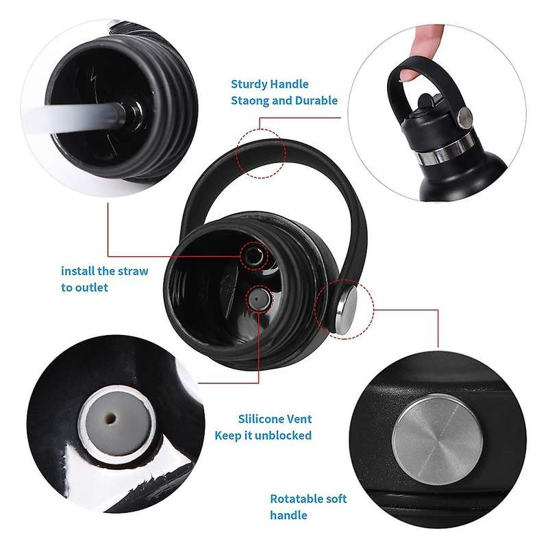 2 Pcs Flexible Handle Top Straw Lid for 18 21 24 ,for Simple Modern,and Most Water Bottles Cap Repl