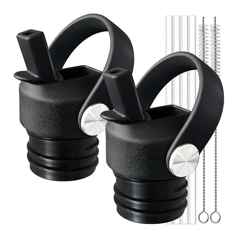 2 Pcs Flexible Handle Top Straw Lid for 18 21 24 ,for Simple Modern,and Most Water Bottles Cap Repl