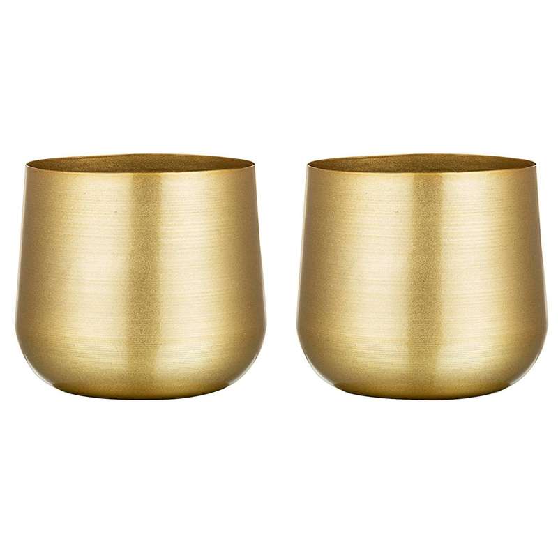 2 Pcs Flower Vases for Table Gold Vases Wedding Tabletop Planter Flower Pot with Drainage Hole for H