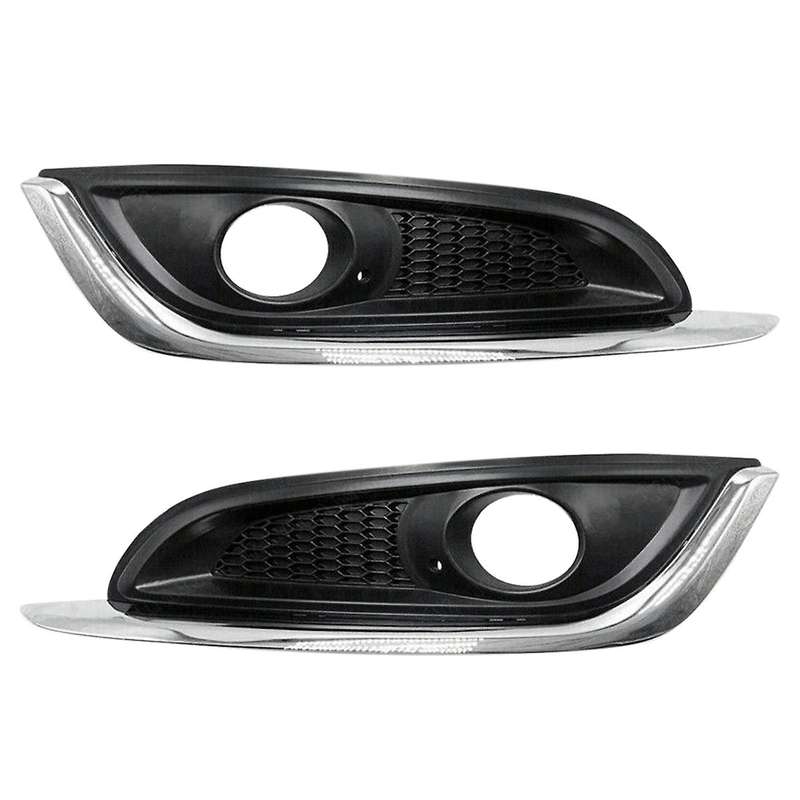2 Pcs Front Bumper Fog Lights Grille Chrome Trim Fit for Regal 2014-2016